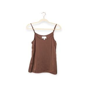 NWT Nordstrom Rack Brown Adjustable Strap Silky Spaghetti Strap Top Size XS